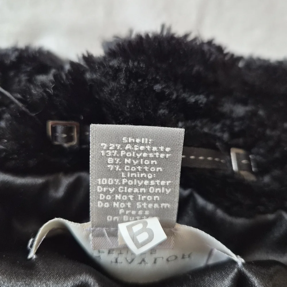 Vintage Ann Taylor Black Faux Fur Jacket Petite Button Front Evening Coat P - Picture 7 of 9